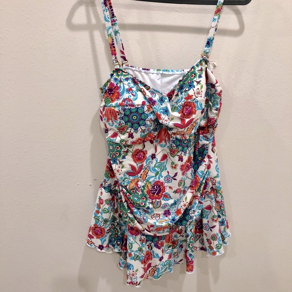 Always For Me Floral Ruched One Piece Swim skirt
